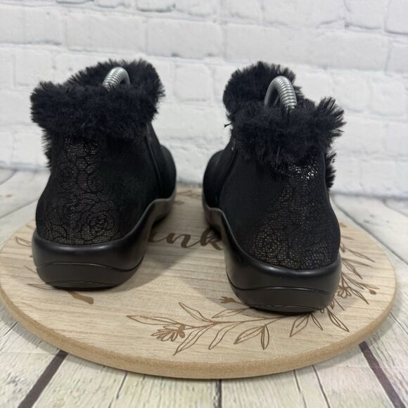 Alegria Meri Ankle Boots Women Size 7.5-8 US 38 EU Black Floral Shearling Shoes - Picture 7 of 12